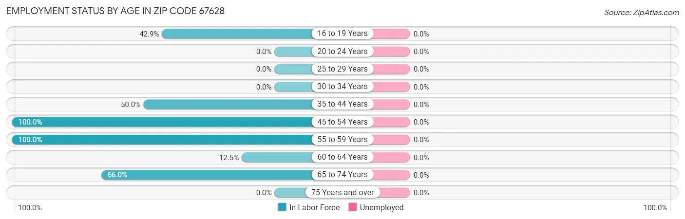 Employment Status by Age in Zip Code 67628