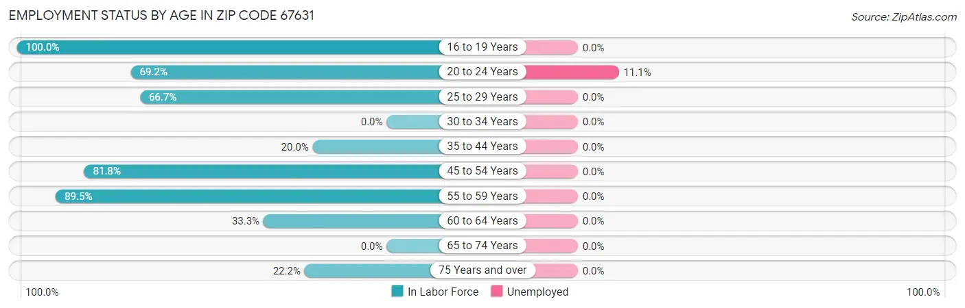 Employment Status by Age in Zip Code 67631