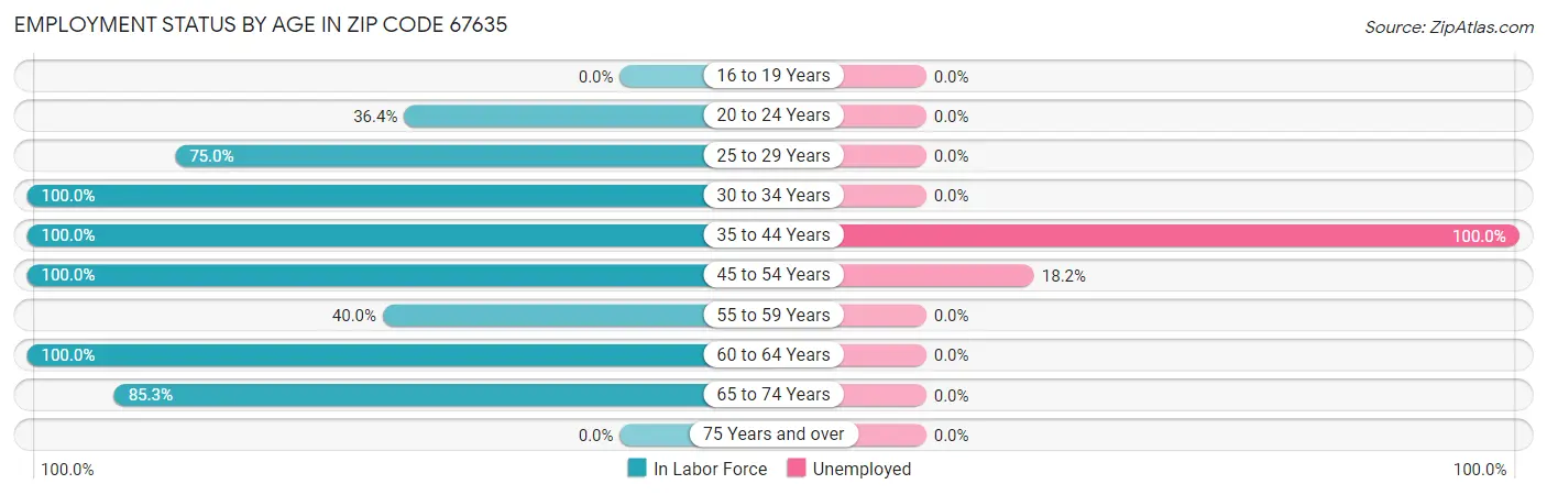 Employment Status by Age in Zip Code 67635