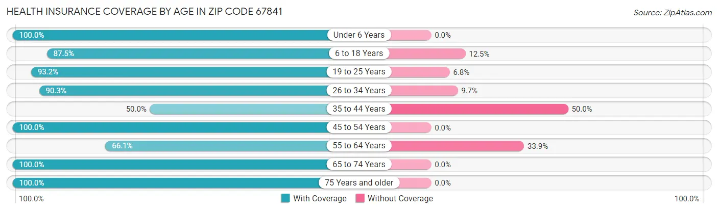 Health Insurance Coverage by Age in Zip Code 67841