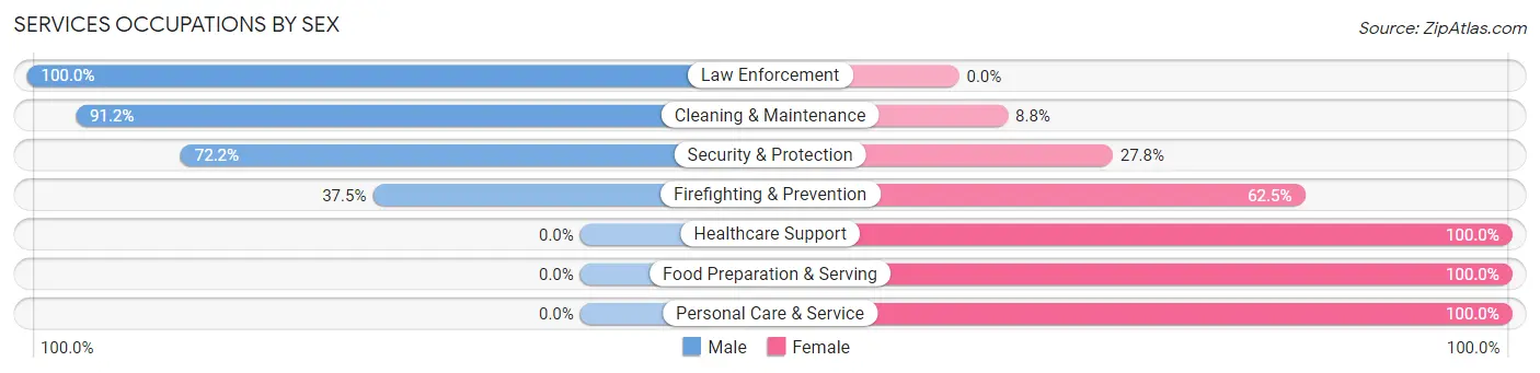 Services Occupations by Sex in Zip Code 67876