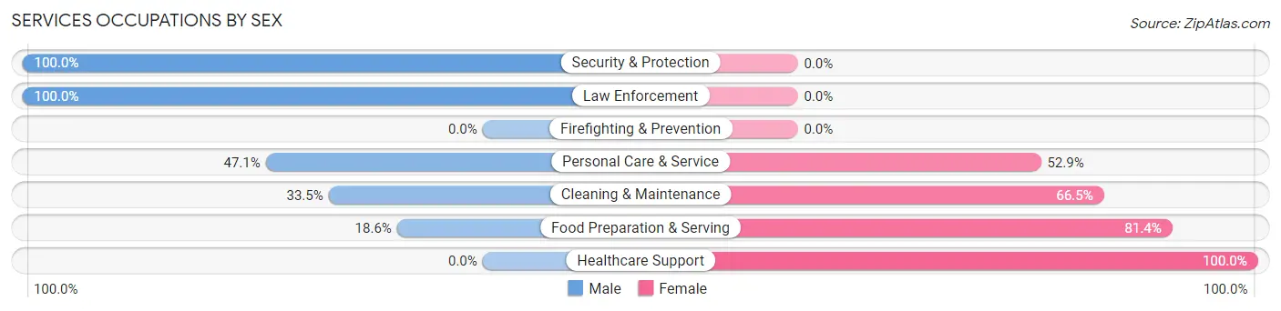 Services Occupations by Sex in Zip Code 67880