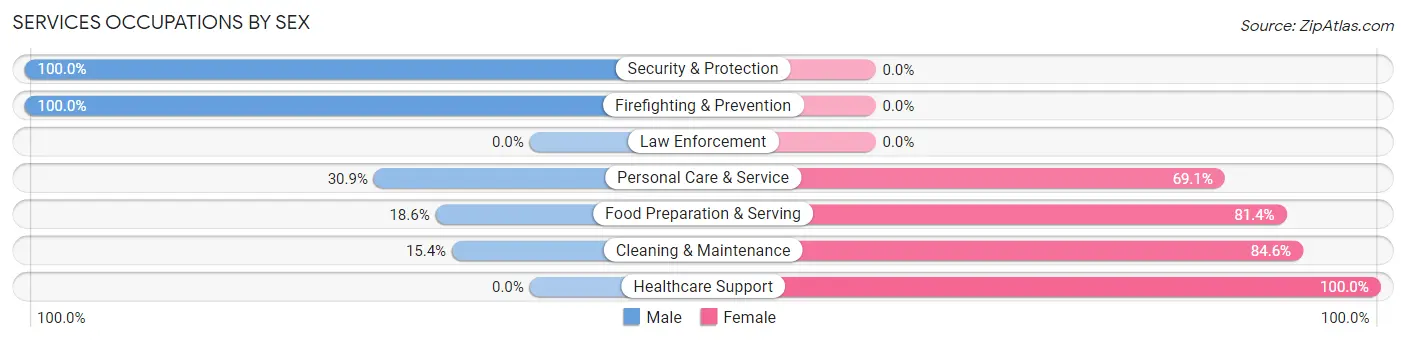 Services Occupations by Sex in Zip Code 67951