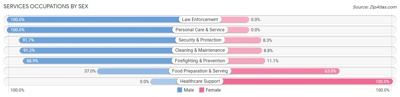 Services Occupations by Sex in Zip Code 68039