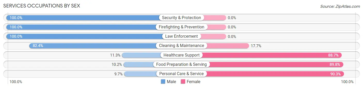Services Occupations by Sex in Zip Code 68434