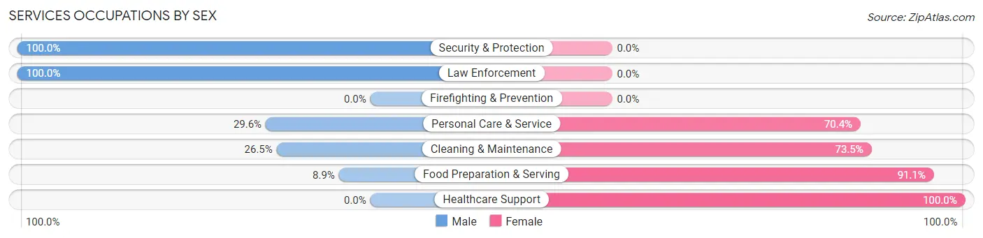 Services Occupations by Sex in Zip Code 68713