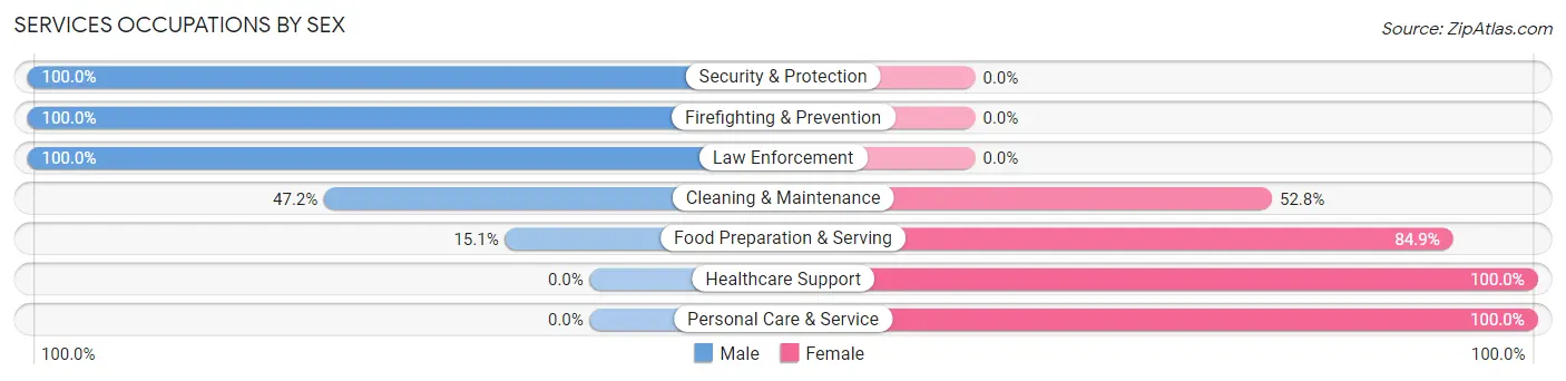 Services Occupations by Sex in Zip Code 68818