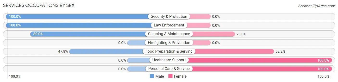 Services Occupations by Sex in Zip Code 68878
