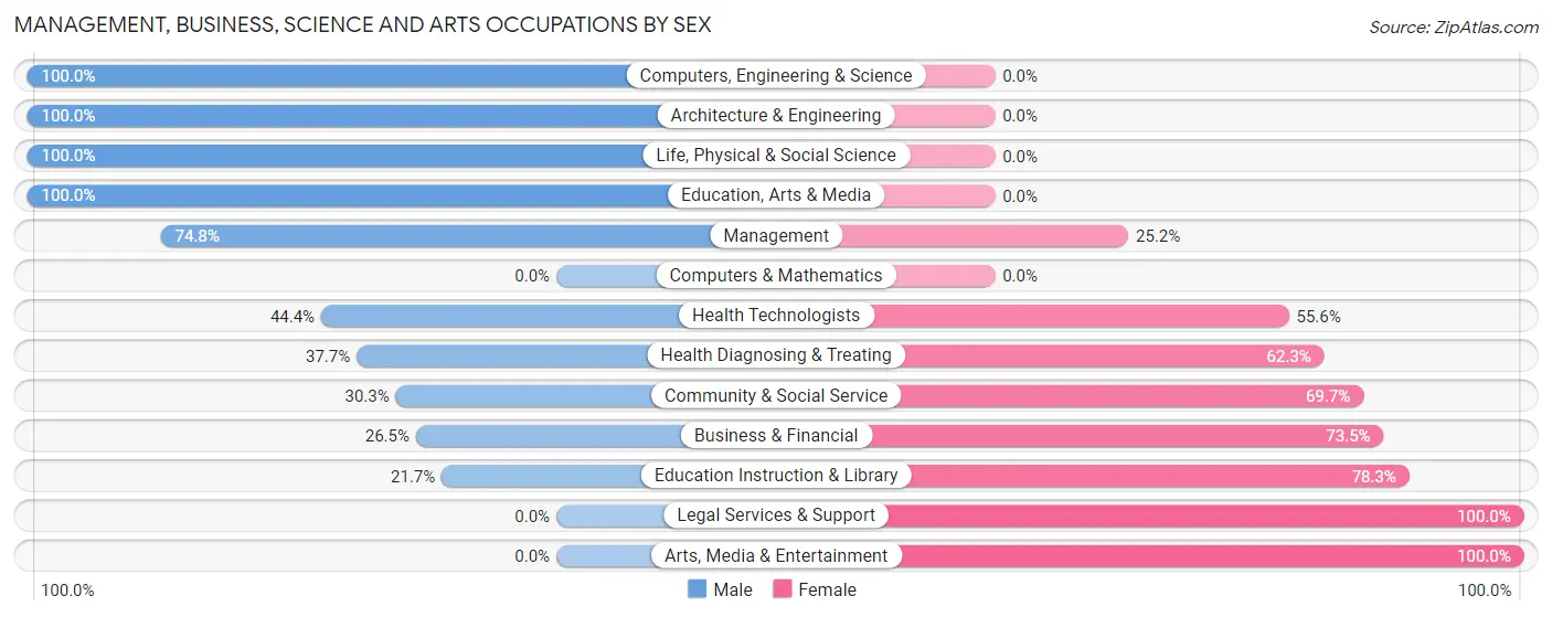 Management, Business, Science and Arts Occupations by Sex in Zip Code 69033