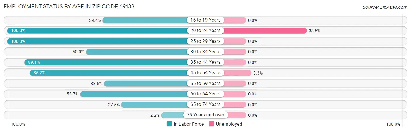 Employment Status by Age in Zip Code 69133