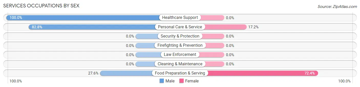 Services Occupations by Sex in Zip Code 70310