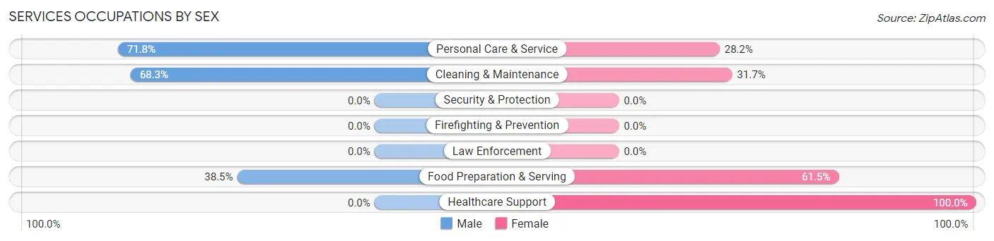 Services Occupations by Sex in Zip Code 70339