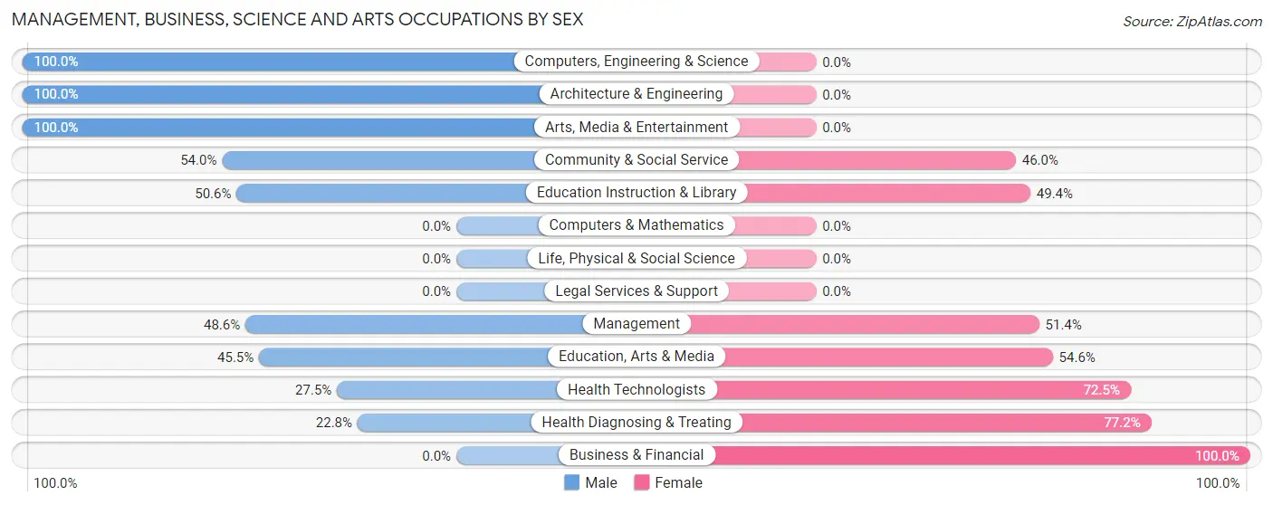 Management, Business, Science and Arts Occupations by Sex in Zip Code 70395