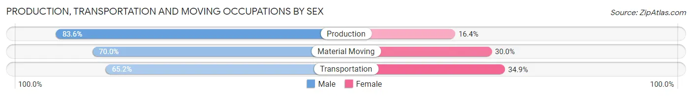 Production, Transportation and Moving Occupations by Sex in Zip Code 70810