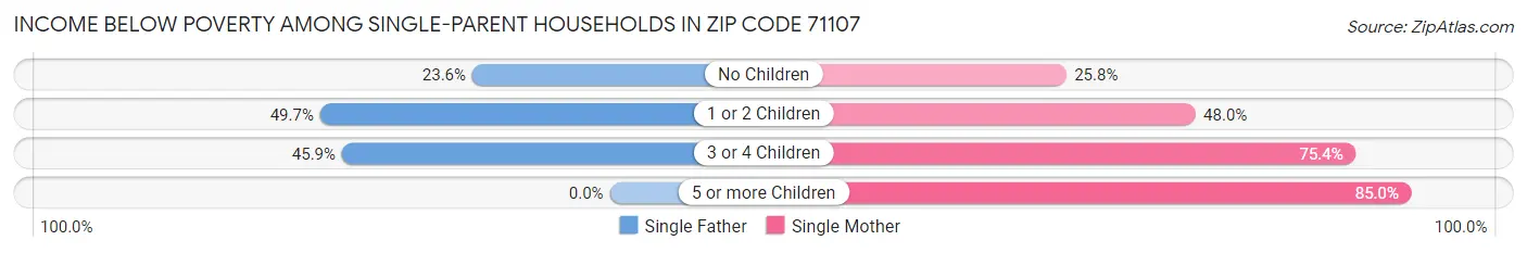Income Below Poverty Among Single-Parent Households in Zip Code 71107
