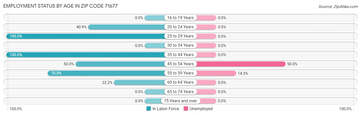 Employment Status by Age in Zip Code 71677
