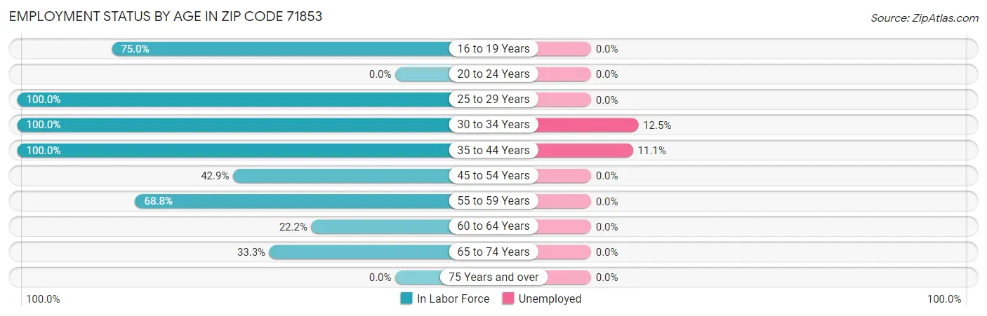 Employment Status by Age in Zip Code 71853