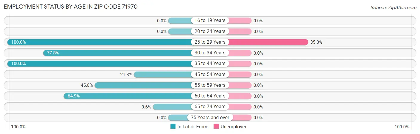 Employment Status by Age in Zip Code 71970