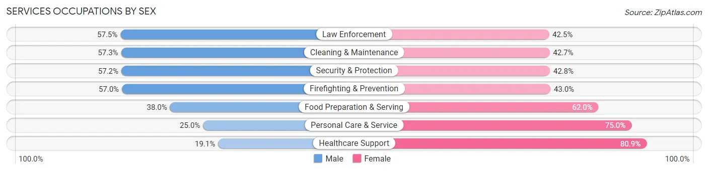 Services Occupations by Sex in Zip Code 72032