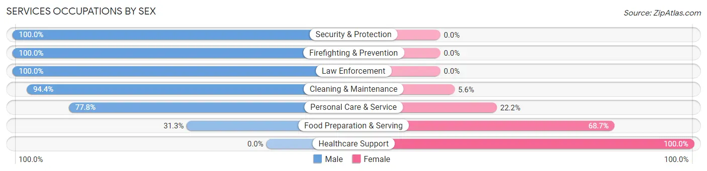 Services Occupations by Sex in Zip Code 72121