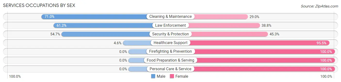 Services Occupations by Sex in Zip Code 72360