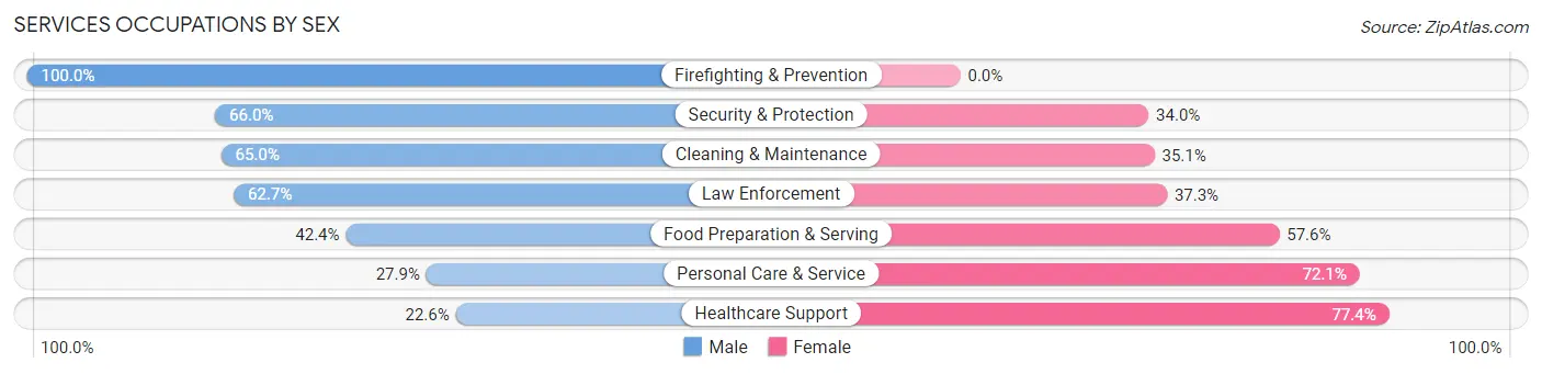 Services Occupations by Sex in Zip Code 72404