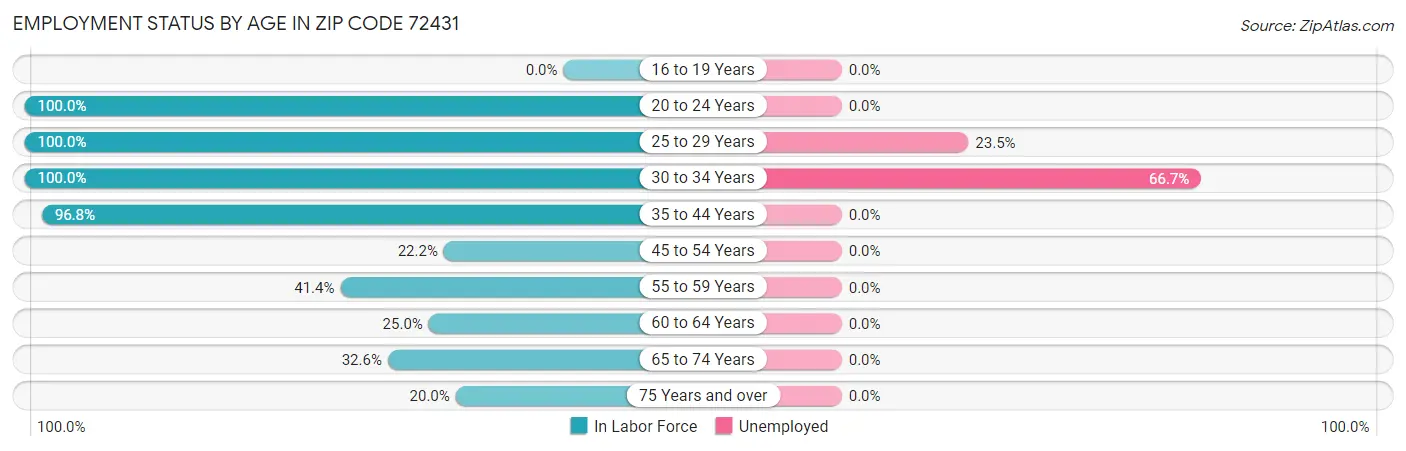 Employment Status by Age in Zip Code 72431