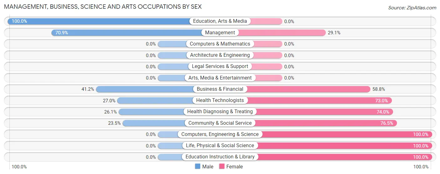 Management, Business, Science and Arts Occupations by Sex in Zip Code 72513
