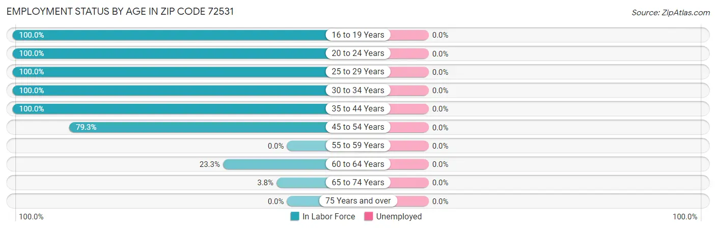 Employment Status by Age in Zip Code 72531