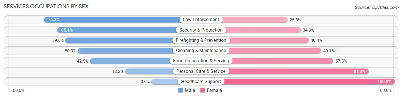 Services Occupations by Sex in Zip Code 72638
