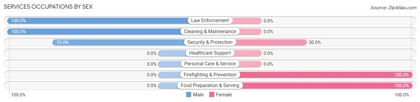 Services Occupations by Sex in Zip Code 72672