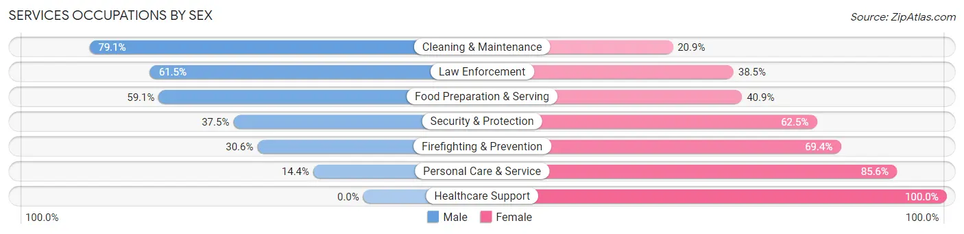 Services Occupations by Sex in Zip Code 72703