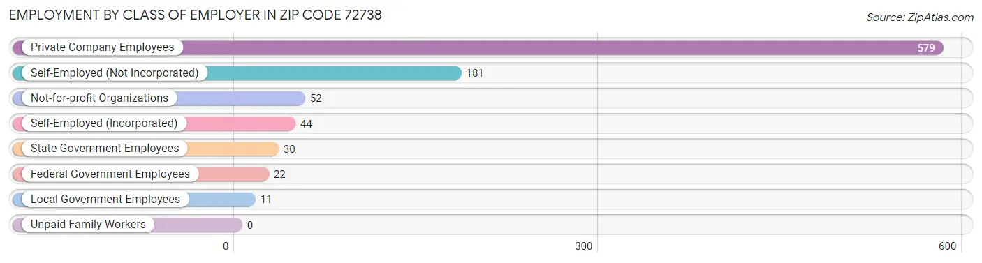 Employment by Class of Employer in Zip Code 72738