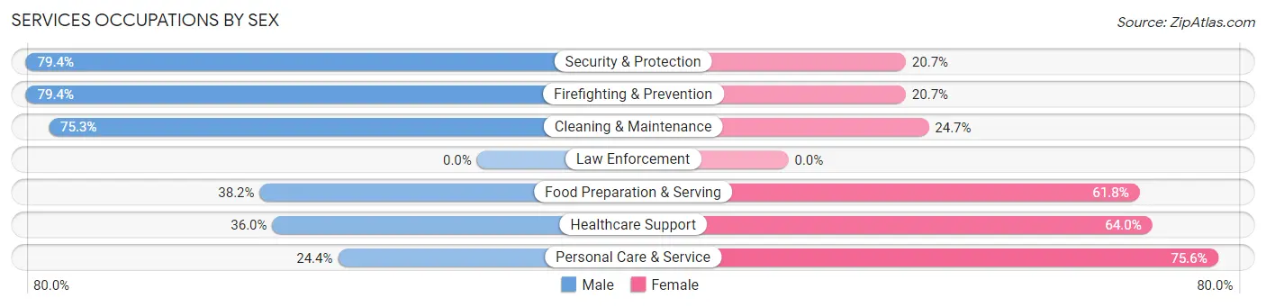 Services Occupations by Sex in Zip Code 72751