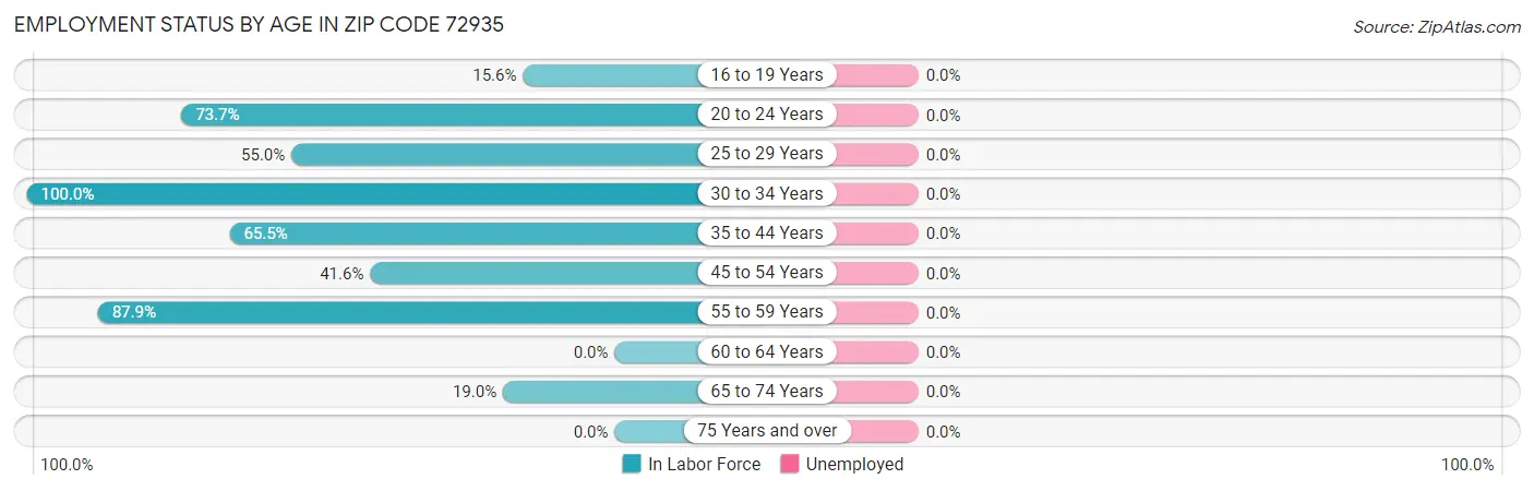 Employment Status by Age in Zip Code 72935