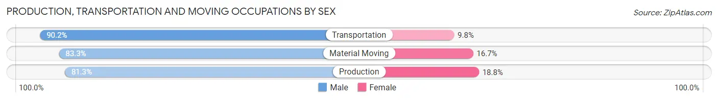 Production, Transportation and Moving Occupations by Sex in Zip Code 72937