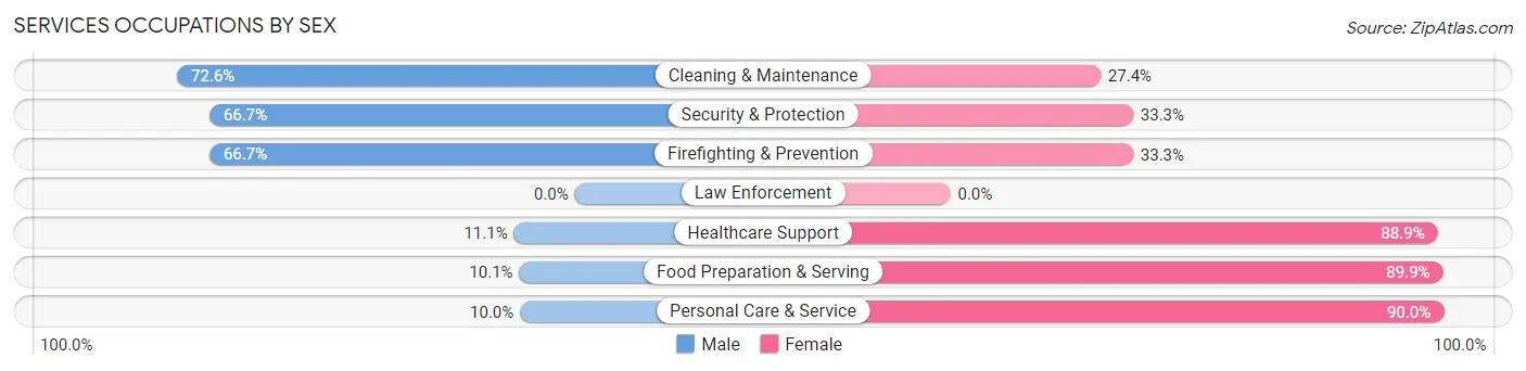 Services Occupations by Sex in Zip Code 72937