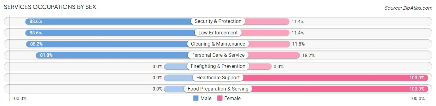 Services Occupations by Sex in Zip Code 72958