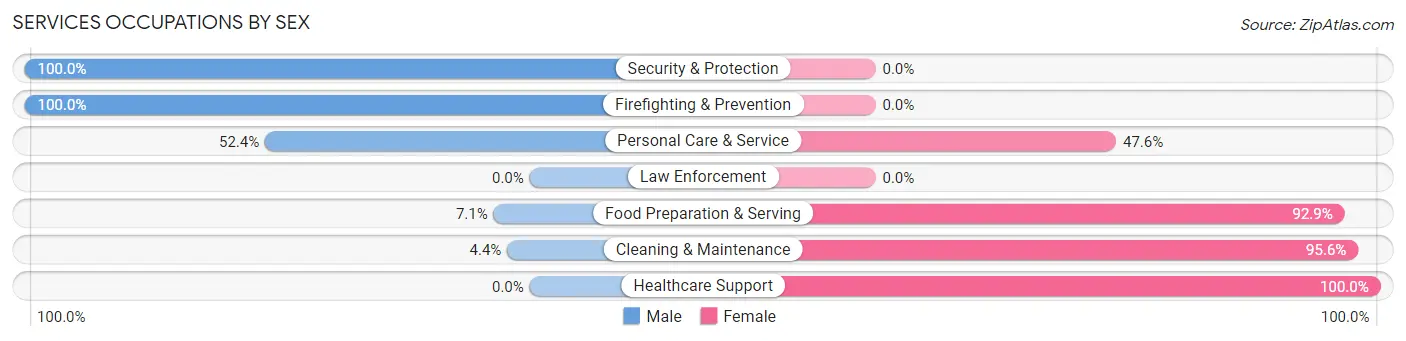 Services Occupations by Sex in Zip Code 72959