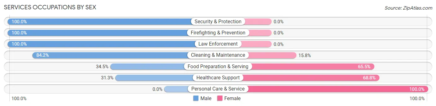 Services Occupations by Sex in Zip Code 73082