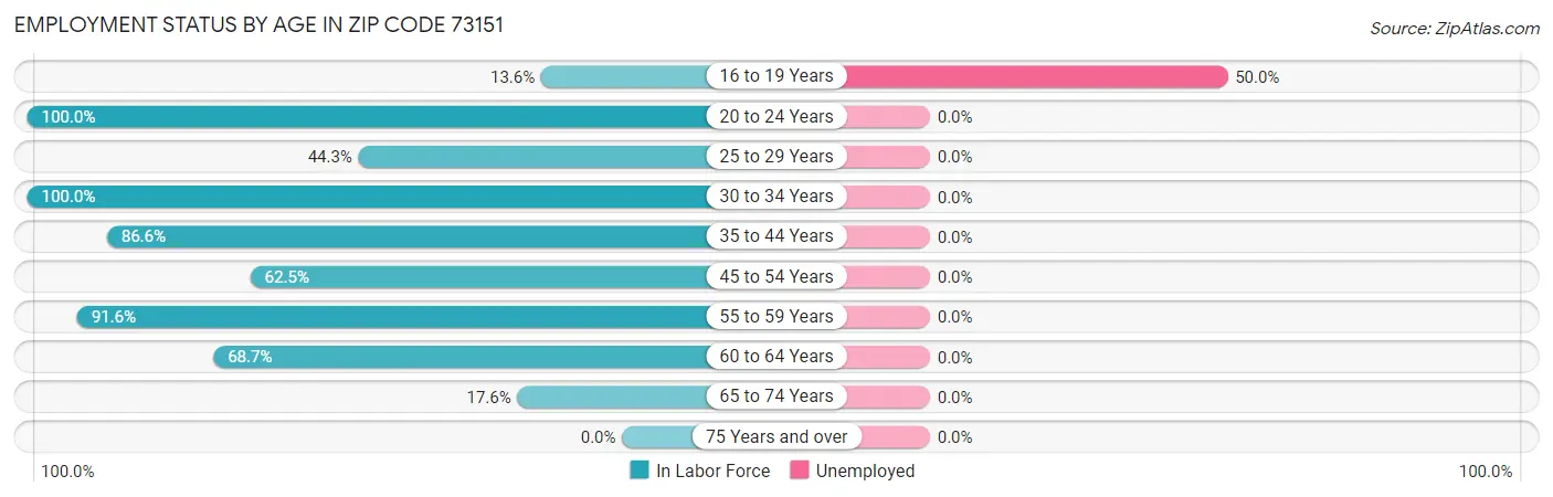 Employment Status by Age in Zip Code 73151