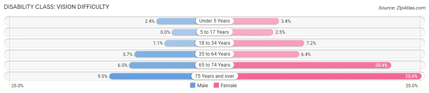 Disability in Zip Code 73463: <span>Vision Difficulty</span>