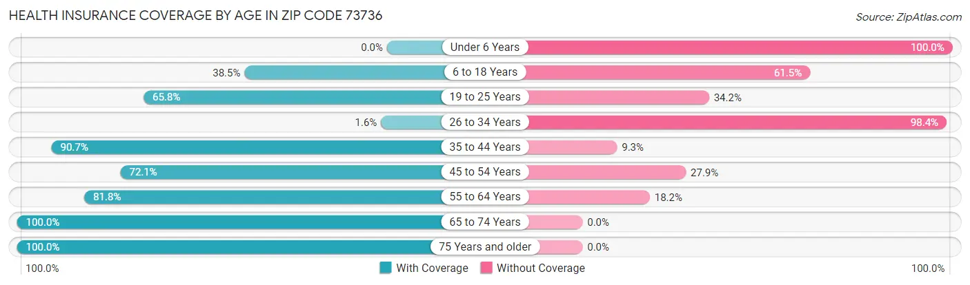 Health Insurance Coverage by Age in Zip Code 73736