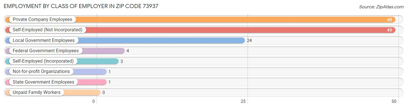 Employment by Class of Employer in Zip Code 73937