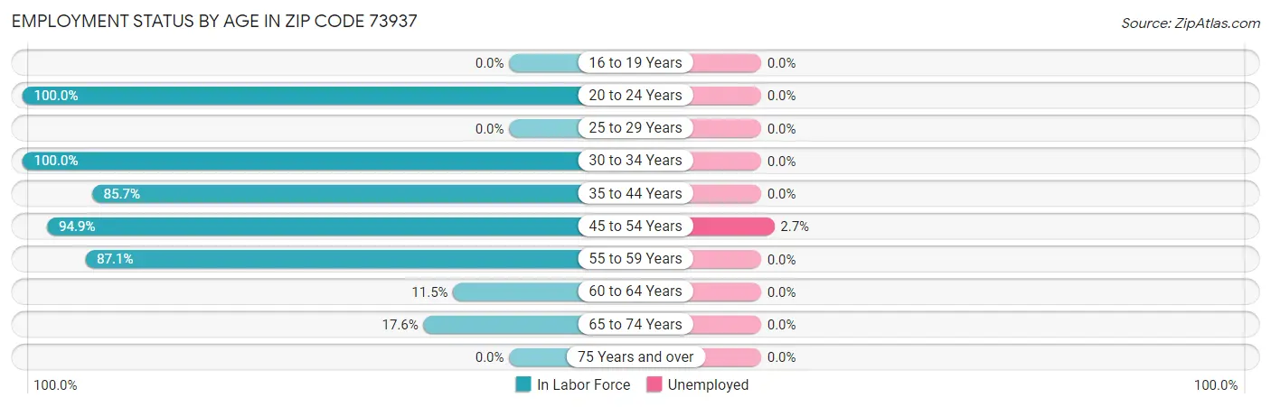 Employment Status by Age in Zip Code 73937