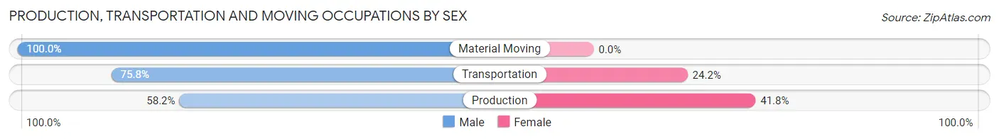 Production, Transportation and Moving Occupations by Sex in Zip Code 73950