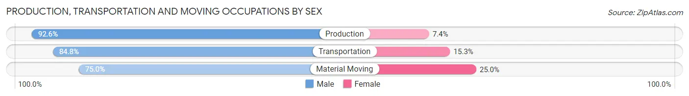 Production, Transportation and Moving Occupations by Sex in Zip Code 74370