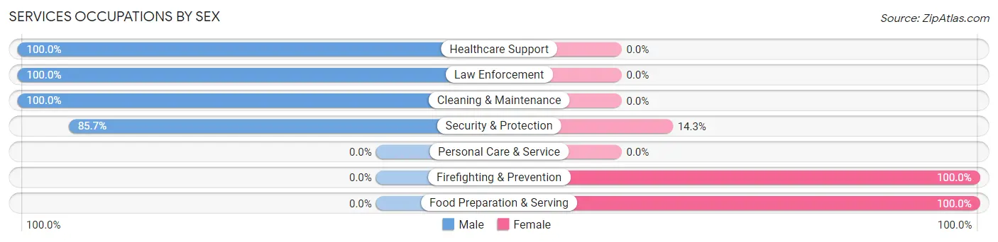 Services Occupations by Sex in Zip Code 74845