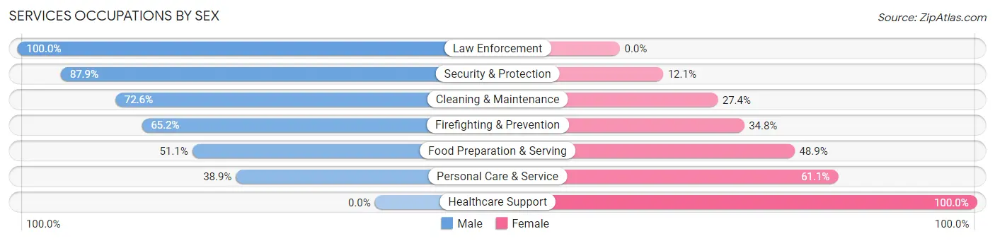 Services Occupations by Sex in Zip Code 74953