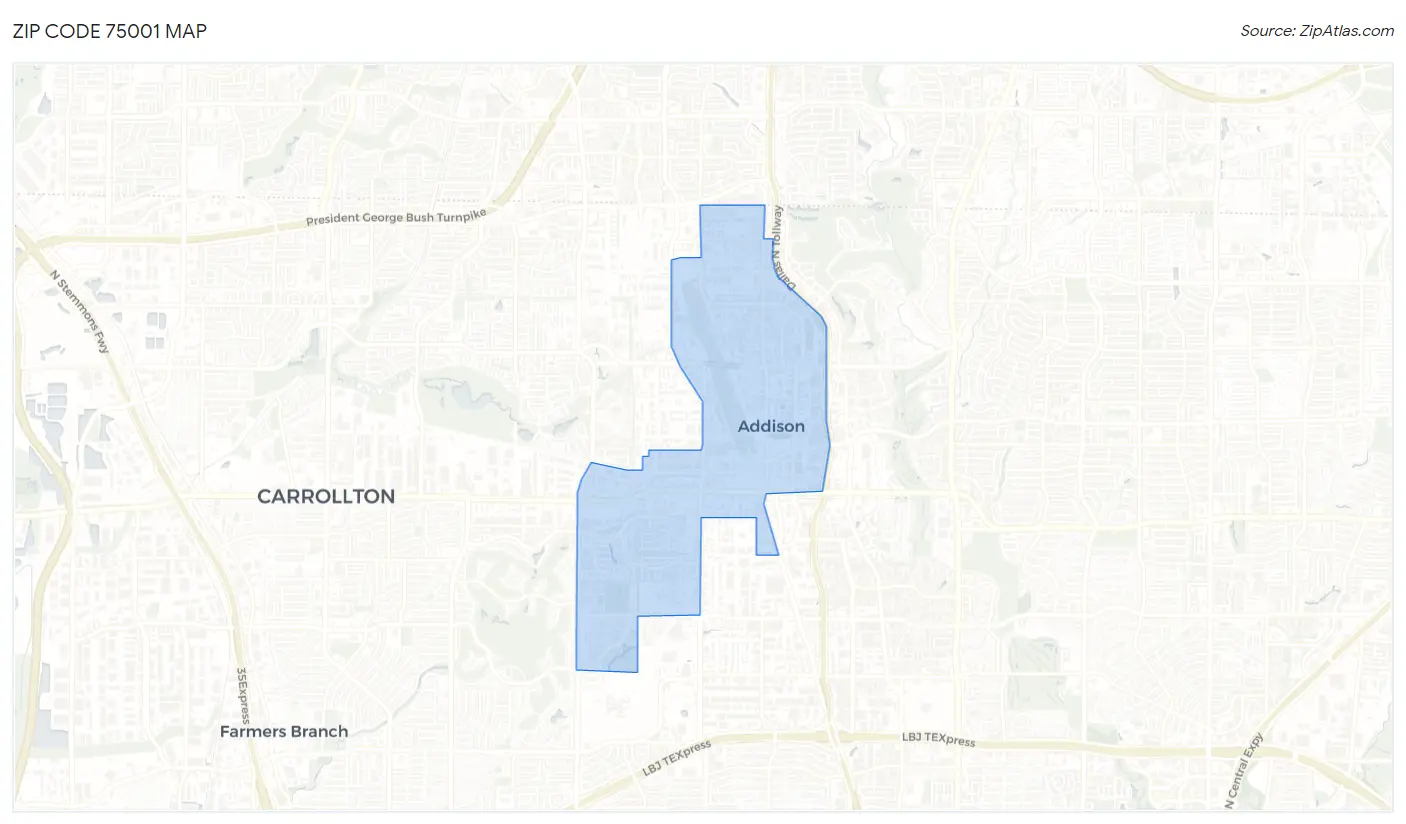 Zip Code 75001 Map